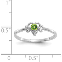 14K White Gold Heart-Shaped Peridot Birthstone Ring - 0.12 Carat Total Peridot Weight by Oro Pregiato