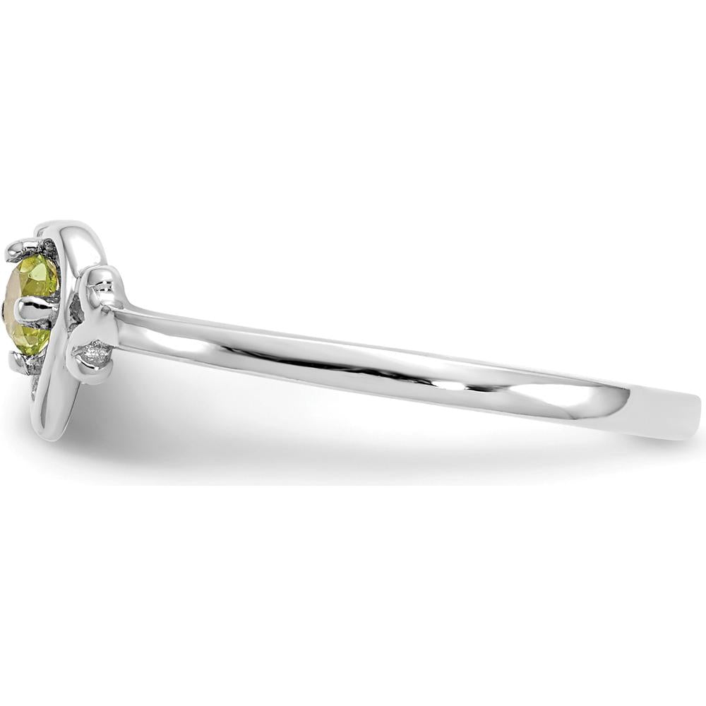 14K White Gold Heart-Shaped Peridot Birthstone Ring - 0.12 Carat Total Peridot Weight by Oro Pregiato