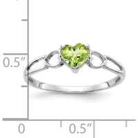 14K White Gold Heart-Shaped Peridot Ring with 0.48 Carat Natural Faceted Gemstone by Oro Pregiato