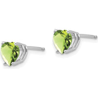 14K White Gold Heart-Shaped Peridot Stud Earrings - 0.800 Carat Total Peridot Weight by Monteluci Fine Jewelry