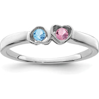 14K White Gold Heart-Shaped Pink and Blue Gemstone Ring by Oro Pregiato