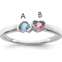 14K White Gold Heart-Shaped Pink and Blue Gemstone Ring by Oro Pregiato