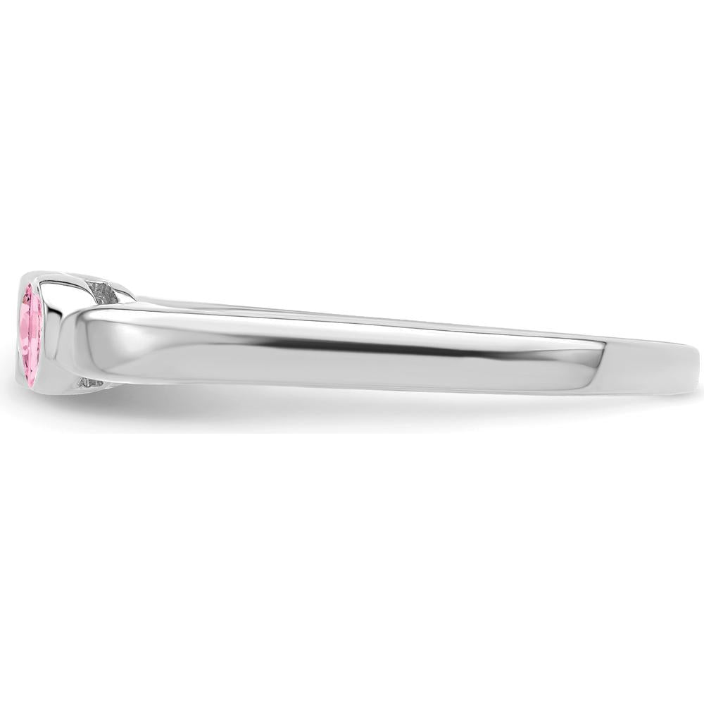 14K White Gold Heart-Shaped Pink and Blue Gemstone Ring by Oro Pregiato