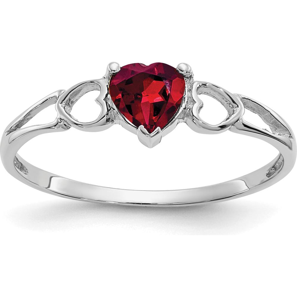 14K White Gold Heart-Shaped Rhodolite Garnet Ring with Open-Heart Design - 0.60 Carat Natural Gemstone by Oro Pregiato