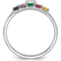 14K White Gold Heart-Shaped Ring with 5 Birthstones - Personalized Mother's Jewelry by Oro Pregiato