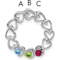 14K White Gold Heart-Shaped Ring with Aquamarine, Peridot, and Ruby Stones by Oro Pregiato
