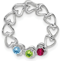 14K White Gold Heart-Shaped Ring with Aquamarine, Peridot, and Ruby Stones by Oro Pregiato