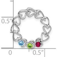 14K White Gold Heart-Shaped Ring with Aquamarine, Peridot, and Ruby Stones by Oro Pregiato