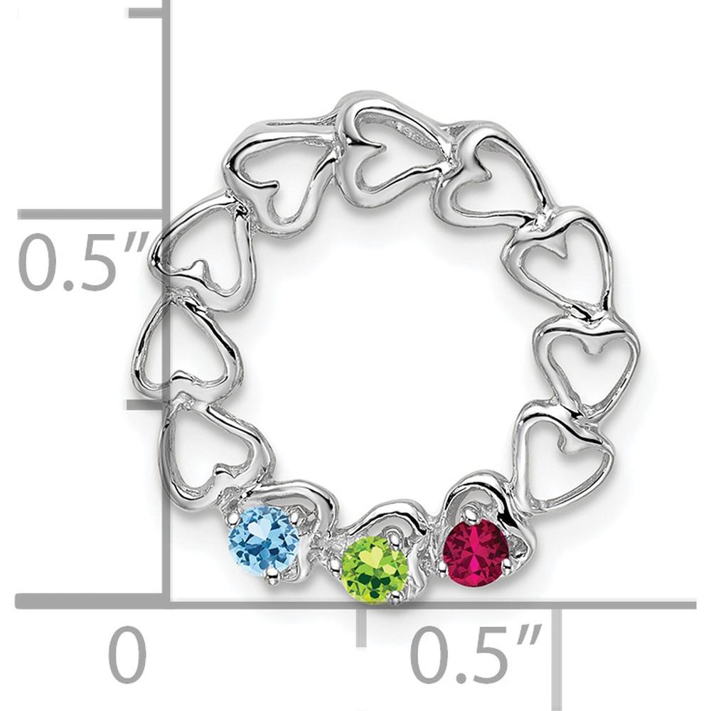 14K White Gold Heart-Shaped Ring with Aquamarine, Peridot, and Ruby Stones by Oro Pregiato