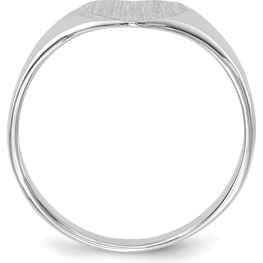 14K White Gold Heart Shaped Signet Ring with Satin Brushed Finish for Women by 0