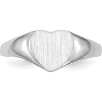 14K White Gold Heart Shaped Signet Ring with Satin Brushed Finish for Women by 0