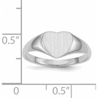 14K White Gold Heart Shaped Signet Ring with Satin Brushed Finish for Women by 0