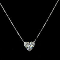 14K White Gold Heart Shaped Solitaire Pendant with 3.51 Carat Lab-Grown Diamond (E-F Color, VS1 Clarity) - Covaloro Fine Jewelry