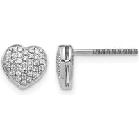14K White Gold Heart-Shaped Stud Earrings with 68 Round Diamonds - 0.003 Carat Total Diamond Weight by Monteluci Fine Jewelry