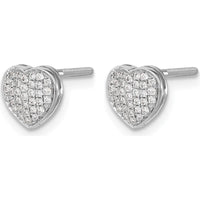 14K White Gold Heart-Shaped Stud Earrings with 68 Round Diamonds - 0.003 Carat Total Diamond Weight by Monteluci Fine Jewelry