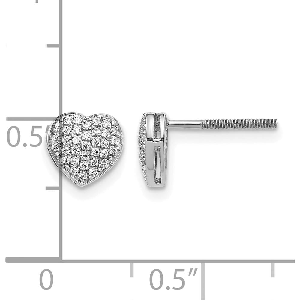 14K White Gold Heart-Shaped Stud Earrings with 68 Round Diamonds - 0.003 Carat Total Diamond Weight by Monteluci Fine Jewelry