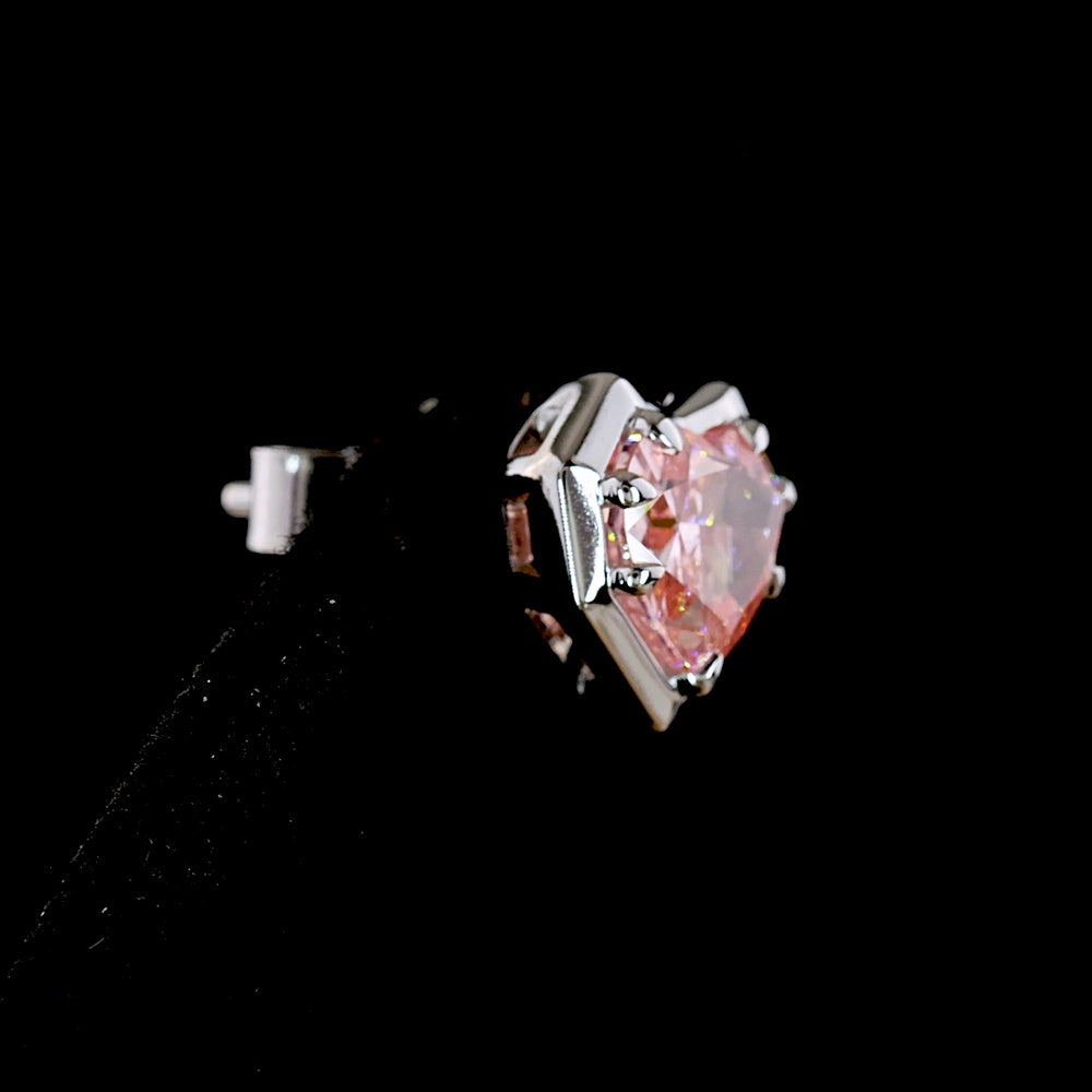 14K White Gold Heart Shaped Stud Earrings with Fancy Vivid Pink Lab Grown Diamonds - 2.10 Total Carat Weight - Covaloro Fine Jewelry
