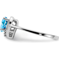 14K White Gold Heart-Shaped Swiss Blue Topaz and Diamond Accent Ring - 1.08 Carat Total Gem Weight by Monteluci Fine Jewelry