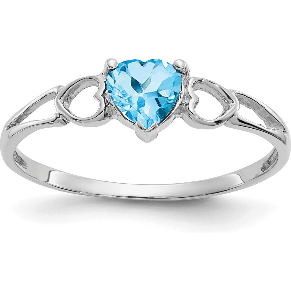 14K White Gold Heart-Shaped Swiss Blue Topaz Ring - 0.50 Carat Gemstone Weight by Oro Pregiato