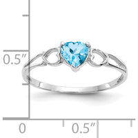 14K White Gold Heart-Shaped Swiss Blue Topaz Ring - 0.50 Carat Gemstone Weight by Oro Pregiato