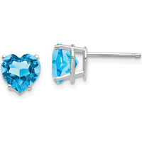 14K White Gold Heart-Shaped Swiss Blue Topaz Stud Earrings - 1.72 Carat Total Gemstone Weight by Monteluci Fine Jewelry
