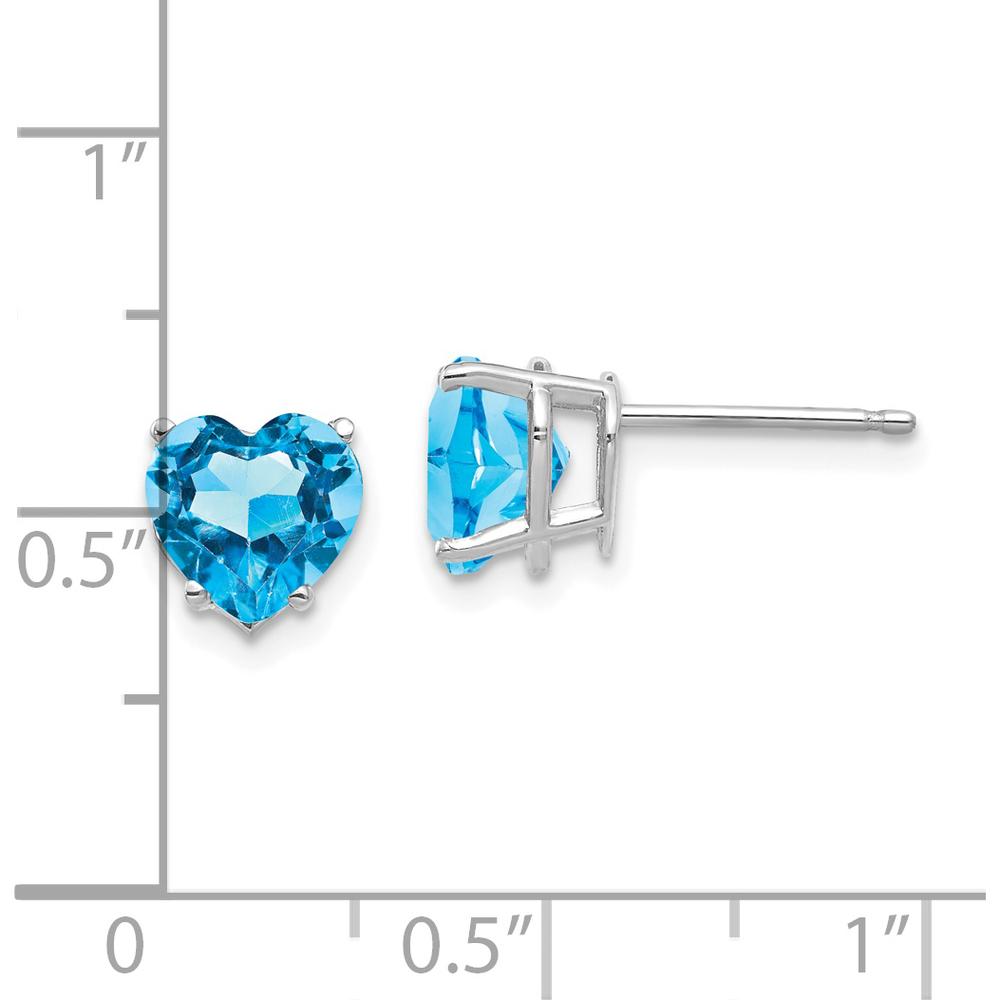 14K White Gold Heart-Shaped Swiss Blue Topaz Stud Earrings - 1.72 Carat Total Gemstone Weight by Monteluci Fine Jewelry