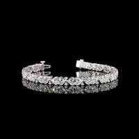 14K White Gold Heart Shaped Tennis Bracelet with East-West Set D VVS2 Lab Diamonds - 12.07 Carat Total Diamond Weight - Covaloro Fine Jewelry