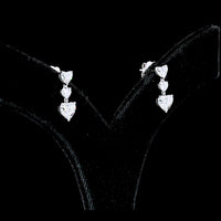 14K White Gold Heart-Shaped Three-Tier Drop Earrings with Lab Diamonds - 2.03 Carat Total Diamond Weight - Covaloro Fine Jewelry
