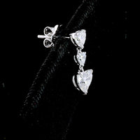 14K White Gold Heart-Shaped Three-Tier Drop Earrings with Lab Diamonds - 2.03 Carat Total Diamond Weight - Covaloro Fine Jewelry