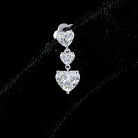 14K White Gold Heart-Shaped Three-Tier Drop Earrings with Lab Diamonds - 2.03 Carat Total Diamond Weight - Covaloro Fine Jewelry