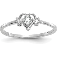 14K White Gold Heart Shaped White Topaz Birthstone Ring - 0.15 Carat Total Gem Weight by Oro Pregiato