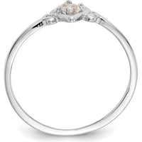 14K White Gold Heart Shaped White Topaz Birthstone Ring - 0.15 Carat Total Gem Weight by Oro Pregiato