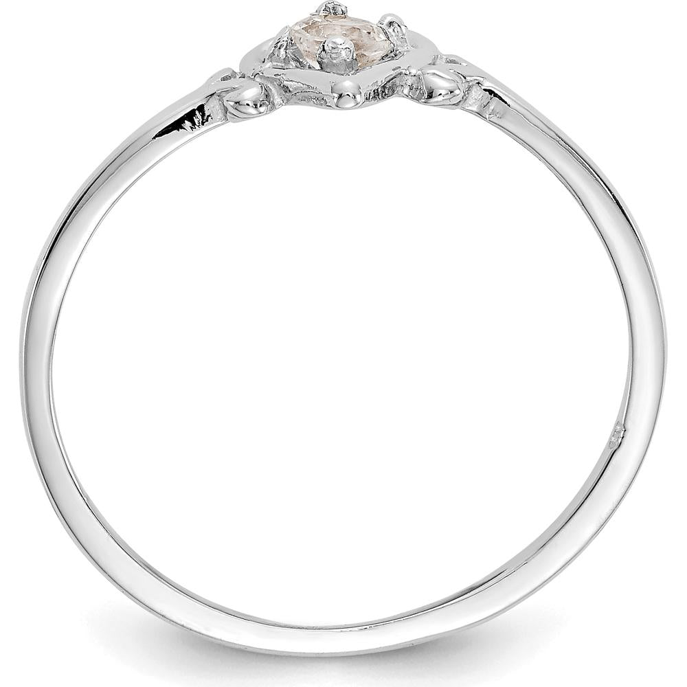14K White Gold Heart Shaped White Topaz Birthstone Ring - 0.15 Carat Total Gem Weight by Oro Pregiato