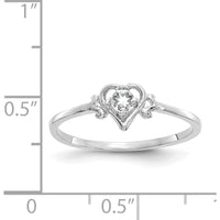 14K White Gold Heart Shaped White Topaz Birthstone Ring - 0.15 Carat Total Gem Weight by Oro Pregiato