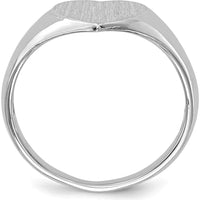 14K White Gold Heart Signet Ring with Satin Brushed Finish - 8.0x7.5mm Top by 0