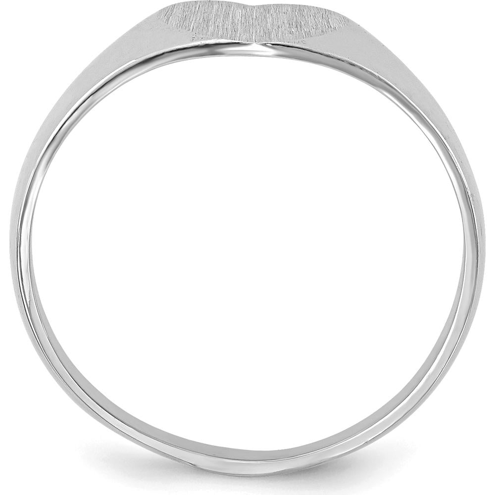 14K White Gold Heart Signet Ring with Satin Finish and Polished Edges by 0