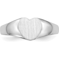 14K White Gold Heart Signet Ring with Satin Finish and Polished Edges by 0
