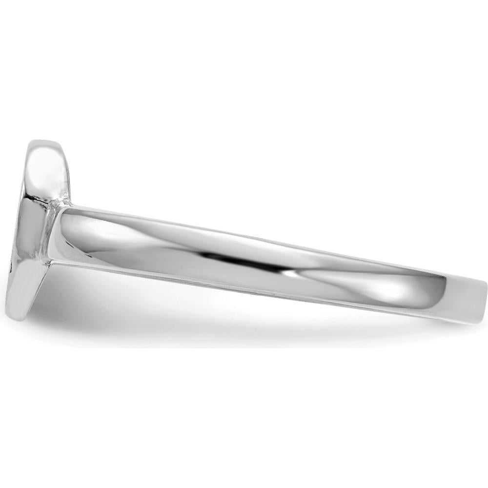 14K White Gold Heart Signet Ring with Satin Finish and Rhodium Plating - Customizable and Engravable by 0