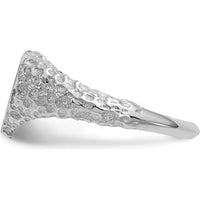 14K White Gold Heart Signet Ring with Satin Finish - Polished & Brushed with Engravable Heart Top by 0
