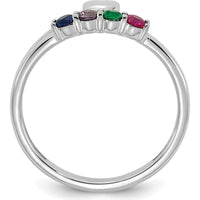 14K White Gold Heart with 4 Birthstone Mother's Ring Mounting by Oro Pregiato