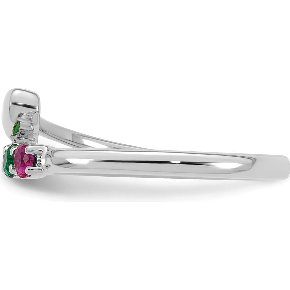 14K White Gold Heart with 4 Birthstone Mother's Ring Mounting by Oro Pregiato