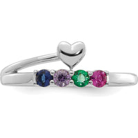 14K White Gold Heart with 4 Birthstone Mother's Ring Mounting by Oro Pregiato