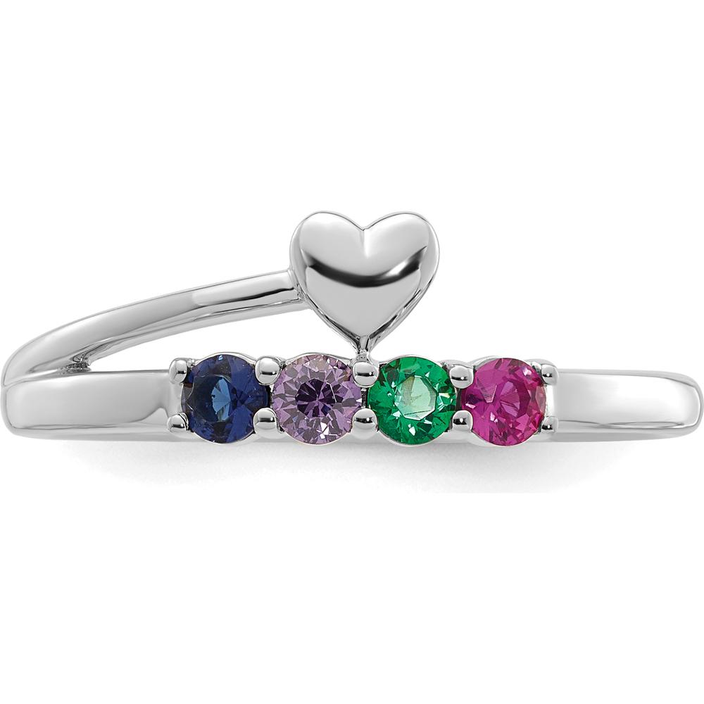 14K White Gold Heart with 4 Birthstone Mother's Ring Mounting by Oro Pregiato