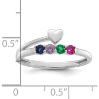 14K White Gold Heart with 4 Birthstone Mother's Ring Mounting by Oro Pregiato