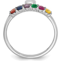 14K White Gold Heart with 6 Birthstone Mother's Ring Mounting by Oro Pregiato