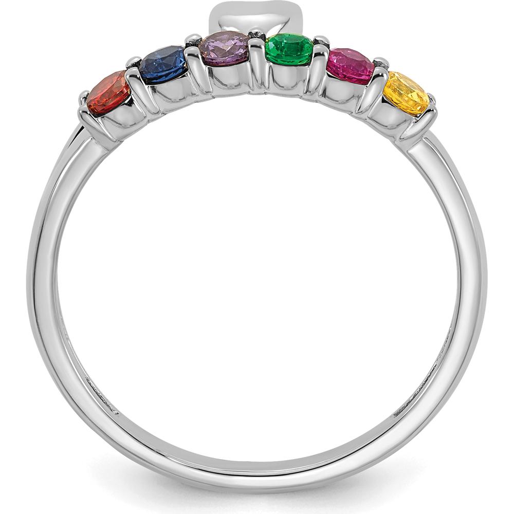 14K White Gold Heart with 6 Birthstone Mother's Ring Mounting by Oro Pregiato