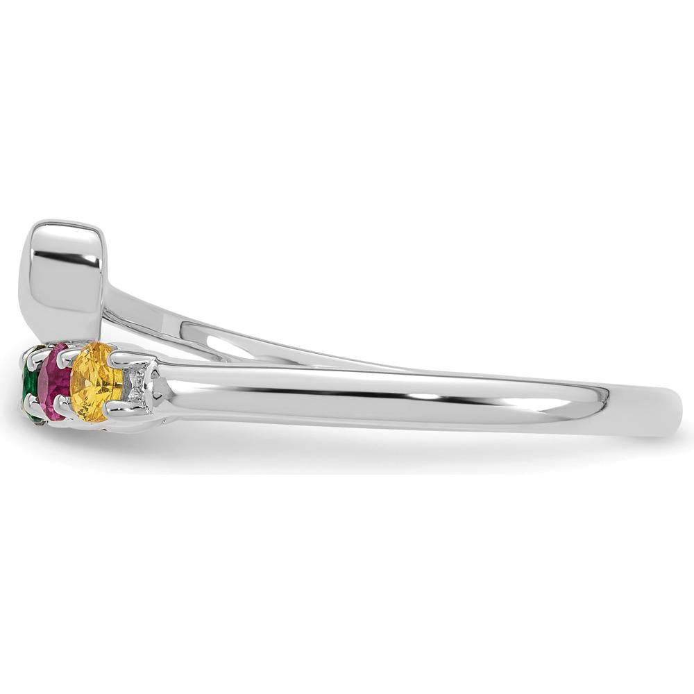 14K White Gold Heart with 6 Birthstone Mother's Ring Mounting by Oro Pregiato