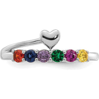 14K White Gold Heart with 6 Birthstone Mother's Ring Mounting by Oro Pregiato