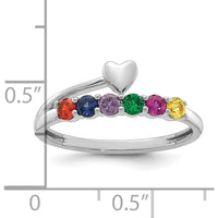 14K White Gold Heart with 6 Birthstone Mother's Ring Mounting by Oro Pregiato