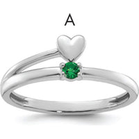 14K White Gold Heart with Birthstone Mother's Ring - Personalized Design by Oro Pregiato